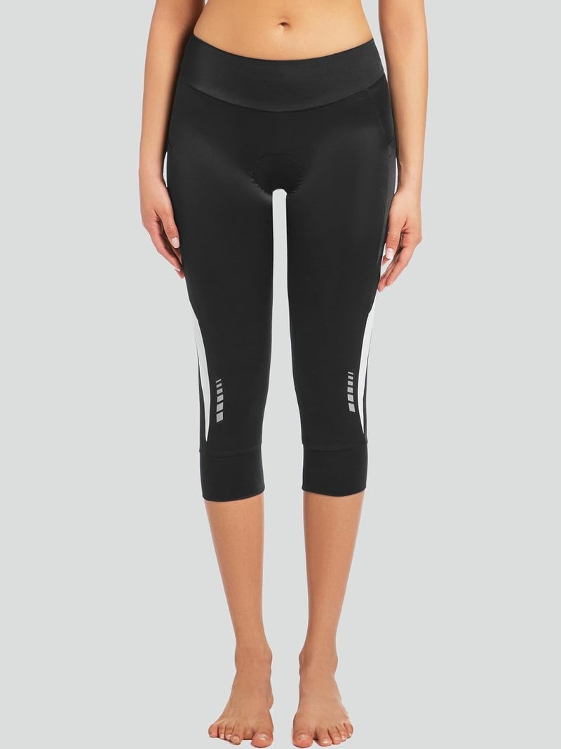 qualidyne Women's Bike Pants 4D Padded Cycling Capris Shorts 3/4 Bicycle Biking Tights with Pockets - Image 4